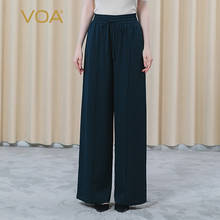 VOA-pantalones de pierna ancha para mujer, bolsa holgada y transpirable con cordón en la cintura, color azul marino, 38 m/m 2024 - compra barato