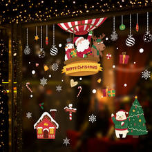 2020 веселые рождественские настенные наклейки на окна, стеклянные праздничные настенные наклейки, настенные панно с Санта-Клаусом, Новогодние рождественские украшения для домашнего декора 2024 - купить недорого
