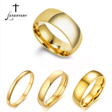 Letdiffery Simple 2/4/6/8mm Stainless Steel Wedding Rings Golden Smooth Women Men Couple Ring Fashion Jewelry 2024 - купить недорого