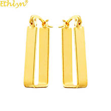 Ethlyn Gold Color Geometric Rectangular Copper Hoop Earring Hollow Rectangula Drop Earring for Women Jewelry  E200 2024 - buy cheap