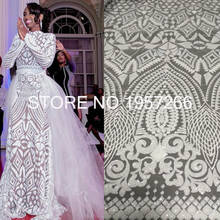 White French African Lace Fabric Guipure Sequined Cotton Cord Tulle Nigerian Tissu Mesh India Lace For Wedding Dress M1058 2024 - buy cheap
