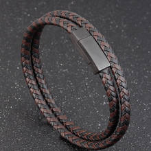 Hotsale Men Leather Bracelet  Magnetic-clasp Cowhide Braided  Wrap Trendy Bracelet Armband pulsera hombre Rope Chain Gift 2024 - buy cheap