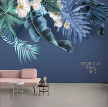 Custom wallpaper mural Nordic hand-painted small fresh tropical plants ultra-clear layered background mural 2024 - buy cheap