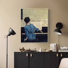 Vintage Play Piano Girls Poster Figure Canvas Painting Wall Art Pictures on Canvas for Living Room Gallery Home Decor 2024 - buy cheap