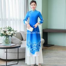 2022 woman chiffon aodai vietnam traditional clothing ao dai vietnam dress women dresses improved cheongsam oriental dress 2024 - buy cheap