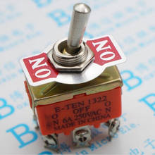 5 pçs/lote E-TEN1322 travamento de energia rocker toggle switch 6pin ac 6a/250vac on-off-on