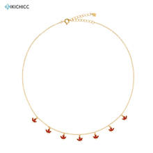 KIKICHICC 925 Sterling Silver Gold Multi Maple Leaf Valentiens Gift Choker Necklace Long Chain Red Enamel Multi Fine Jewelry 2024 - buy cheap