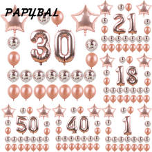Balão de alumínio em formato de confete, estrela e ouro rosado, decoração de festa de aniversário, 18, 21, 30, 40, 50, 60, 70, decoração para adultos 2024 - compre barato