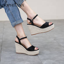 SOPHITINA Women Sandals Fashion Platform High Heel Summer Open Toe Straw Wedges Shoes with Sexy Ankle Strap Ladies Sandals PO672 2024 - buy cheap