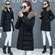 2020 New Winter Coat Women Jacket Fur Collar Hooded Parka Thicken Warm Long Coat Cotton Wadded  Outwear Parkas Plus Size P808 2024 - buy cheap