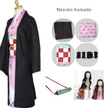 Disfraz de Demon Slayer, disfraz de Nezuko Kamado, Kimetsu no Yaiba, Kimono de Anime japonés, vestido de cómic Con peluca, accesorios 2024 - compra barato
