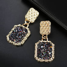 2020 Statement Earrings colour Geometric Square Earrings For Women Luxury Crystal Gold Color Rhinestone Earring 2024 - buy cheap