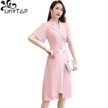 UHYTGF Summer dresses for women fashion chiffon suit collar bandage dress temperament small fragrance elegant dress Women's 1203 2024 - buy cheap