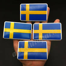 Insignia de aluminio con emblema de coche, insignia de aluminio con bandera de Suecia, regalo, pegatina de motocicleta Saab, carenado, 4 Uds. 2024 - compra barato
