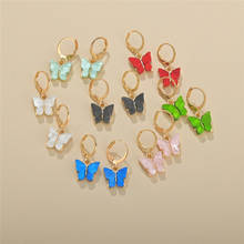 Fashion Cute Butterfly Women's Stud Earrings Acrylic Stud Earrings Animal Sweet Colorful Earring Girls Female Jewelry 2024 - buy cheap