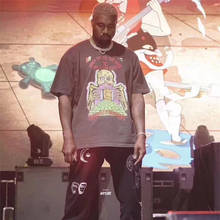 Camiseta de Hip-Hop Kanye West temporada 6, ropa de calle, camiseta con Graffiti fantasma escalofriante XXXTentacion, Camiseta holgada THE GATE Kanye temporada 6 2024 - compra barato