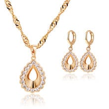 MxGxFam Drop Water Zircon Pendant Necklace and Earring  Jewelry set For Women Gold Color 18 k High Quality CZ AAA+ 2024 - buy cheap