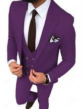 Custom Made Men Suits Purple Groom Tuxedos Notch Lapel Groomsmen 3 Pieces Wedding Set ( Jacket + Pants + Vest + Tie ) D286 2024 - buy cheap