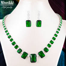 Missvikki-abalorios de alta calidad para mujer y niña, conjunto de joyas de boda, aretes, collar, cristal verde claro brillante, fiesta 2024 - compra barato