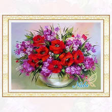 Diamant pintura Diamante Bordado Vermelho & Roxo Vaso de Flor 3d Cross Stitch Kits Para O Bordado Cheio de Diamantes Imagem Mosaico 2024 - compre barato