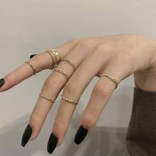 Conjunto de anillos minimalistas para mujer, Set de 7 unids/set de anillos minimalistas de tejido redondo, joyería de moda femenina, anillos clásicos de nudillos para dedo 2024 - compra barato