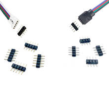 100pc 4 Pinos RGB/5PIN RGBW Conector Adaptador pino agulha tipo macho duplo Para RGB/RGBW 5050 3528 luz de Tira CONDUZIDA levou acessórios 2024 - compre barato