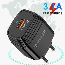 Portátil 18w único usb qc3.0 carregador de parede de carregamento rápido adaptador de alimentação do telefone 2024 - compre barato