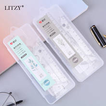 LITZY 4pcs Ruler Set Transparent Triangle Ruler Mathematical Draw Scale Ruler Cute Ruler Set for School Office Stationery Supply 2024 - buy cheap