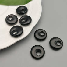 Moda natural black onyx pedra 18mm gogo pçs/lote 12 donut pingentes encantos beads para fazer jóias Por Atacado frete grátis 2024 - compre barato