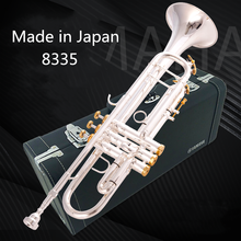 Trompete b de latão banhado a prata, instrumento musical de trombeta profissional feito no japão de qualidade 8335 bb com estojo de couro 2024 - compre barato