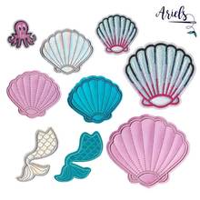 50pcs/lot Embroidery Patches Clothing Decoration Hat Biker Accessories Mermaid Tail Shell Cuttlefish Iron Heat Transfer Applique 2024 - buy cheap