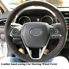 1pc Styling Hand Stitch Sewing Leather Car Steering Wheel Cover Decoration Accessories for Toyota Camry Avalon 2018 2019 2020 2024 - buy cheap