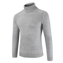 Sweater men's high-collar pure-color Korean version Pullover  men's  long-sleeved bottom knitted sweater 2024 - buy cheap