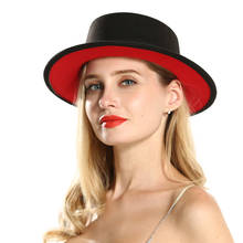 2019 модная женская фетровая шляпа с широкими полями для женщин, Зимняя шерстяная шляпа-чародей, плоская шляпа в стиле джаза, церкви, шляпа со свининой, размер 56-58 см 2024 - купить недорого
