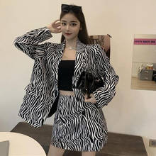 Bella 2020 Ulzzang Zebra Women's Set Casual Blazer Jacket+midi Skirt Two Peice Set Harajuku Boho Street Wear 2 Peice Sets Outfit 2024 - buy cheap