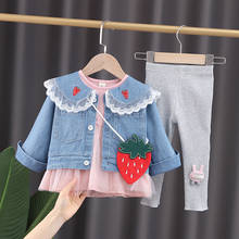 New Baby born Clothes for 1 2 year baby girl's birthday party clothing denim jacket tutu dress leggings 3 pcs suit infant sets 2024 - buy cheap