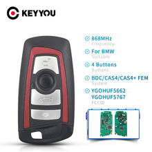 KEYYOU-mando a distancia para coche, llave de control remoto para BMW serie 1, 3, 5, 7, 4 botones, YGOHUF5662, YGOHUF5767, 866MHz, funciona en EM / BDC,CAS4 + 2024 - compra barato