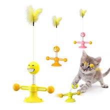 Brinquedo para gatos com smile, bola elástica com enchimento de penas para gatos, brinquedo interativo com smile, para animais de estimação 2024 - compre barato