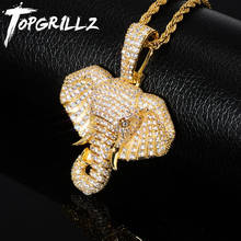 TOPGRILLZ Iced Out Cubic Zircon Bling Animal Elephant Necklace & Pendant Men Women Hip Hop Rock Jewelry CZ Necklace For Gifts 2024 - buy cheap