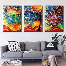 3PCS Of Canvas Painting Print Oil-painting Poster Colorful Tree Wall Art Picture Nordic Modern Home Decoration For Living Room 2024 - buy cheap