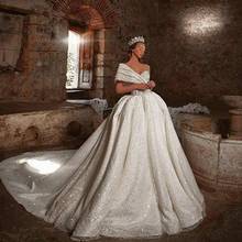 Новинка 2021, дизайнерское свадебное платье с бусинами на одно плечо, Роскошные свадебные платья с кристаллами из Дубая, свадебные платья с длинным шлейфом, свадьба в саудовской аравии 2024 - купить недорого