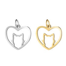 Peach Heart Cat Pendant Heart Shaped Kitten Charm For Necklace Making Animal Pendant Stainless Steel Jewelry Accessories 2024 - buy cheap