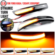 2 pçs dinâmico blinker led turn signal luzes fumado fluindo espelho retrovisor luzes indicadoras para ford kuga ecosport 2013-2018 2024 - compre barato