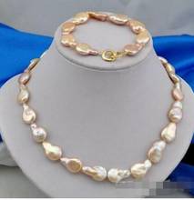 Free shipping    new hot 8" 17" 20mm baroque pink freshwater pearl bracelet necklace 2024 - buy cheap