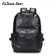 KUDIAN BEAR Caual Men Backpack Laptop Bag Waterproof PU Leather Retro Black Men's School Bags Rivet Fashion Rugzak BIX302 PM49 2024 - buy cheap