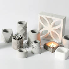 Molde geométrico de silicone para flores, vaso de cimento 3d para concreto, vaso de silicone artesanal, molde para flores 2024 - compre barato