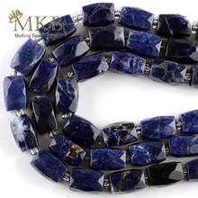 Sodalite contas coluna facetada de pedra natural, contas soltas espaçadoras de pedra natural para fazer jóias artesanais faça você mesmo pulseiras 15" 2024 - compre barato