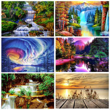 DIY 5D Diamond Painting Waterfall Scenery Diamond Embroidery Landscape Cross Stitch Full Round Drill Art Wall Sticker Home Decor 2024 - buy cheap