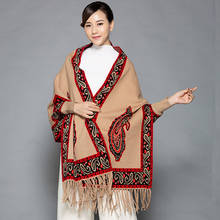 2019 Mulheres Sólidos Projeto Oversize Fora o Desgaste do Inverno Lenço Feito Malha Poncho Manto Xale Feminino Longo Batwing Mangas do Casaco Do Vintage 2024 - compre barato