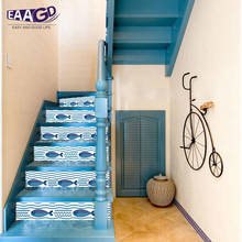 6 unids/set de pegatinas autoadhesivas para pared de azulejo de pescado, pegatinas autoadhesivas impermeables de PVC DIY para escaleras, decoración del hogar 2024 - compra barato